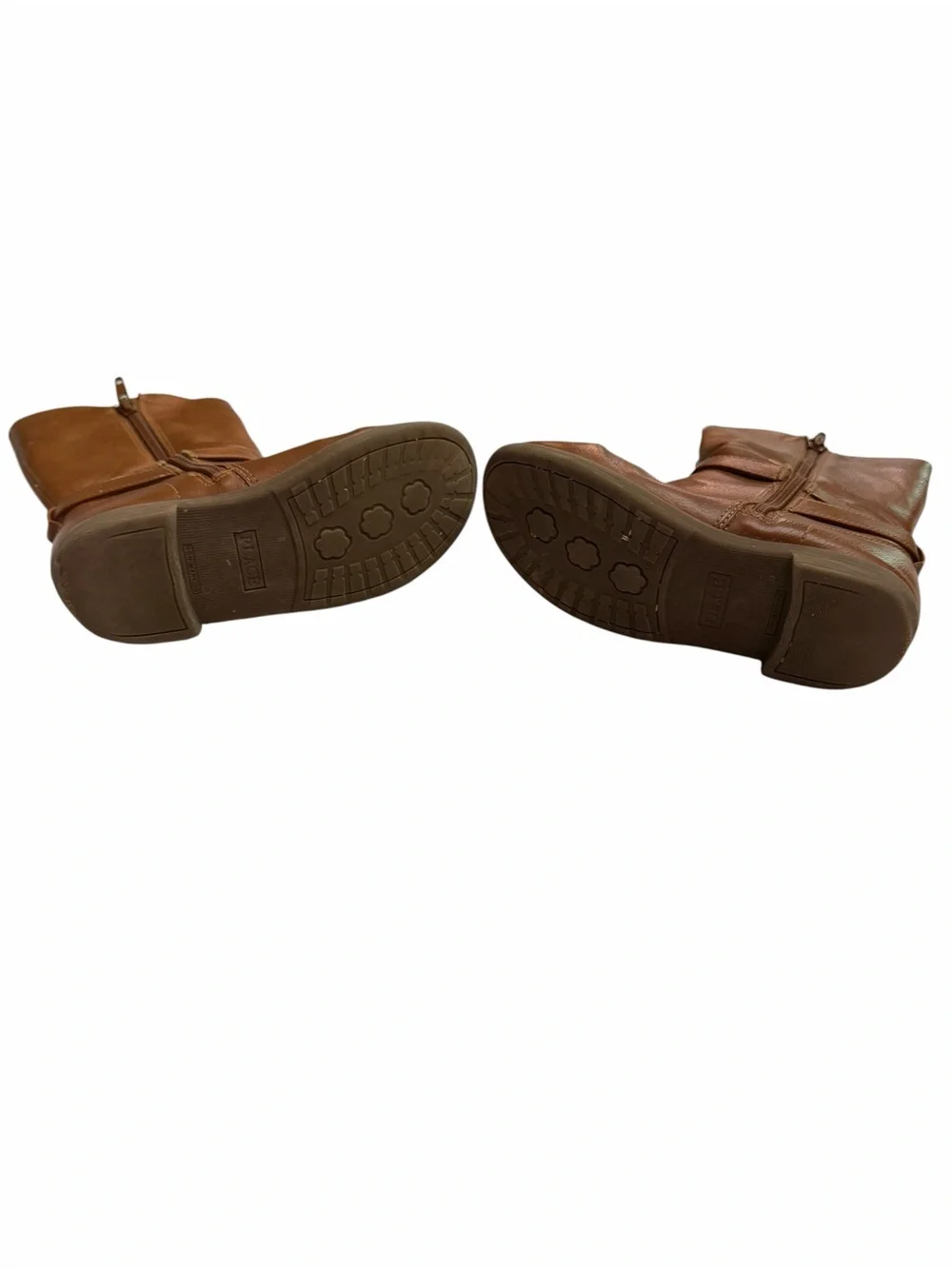 Kids Brown Mid-Calf Leather Boots with Buckle Detail